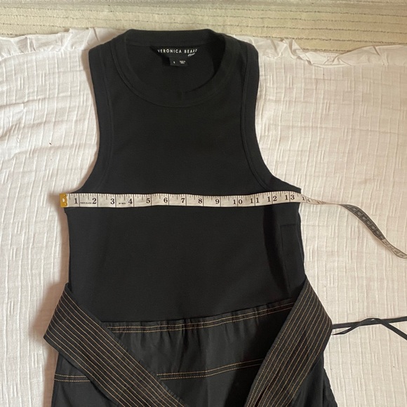 VERONICA BREAD 97% Cotton Black Tiered Maxi Dress with Belt - Picture 10 of 13